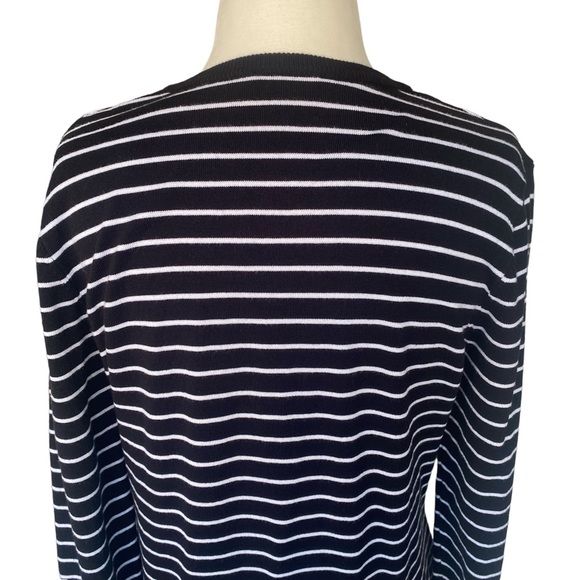 Jones New York Black & White Striped Button Up Sweater/Cardigan Large - Picture 6 of 13